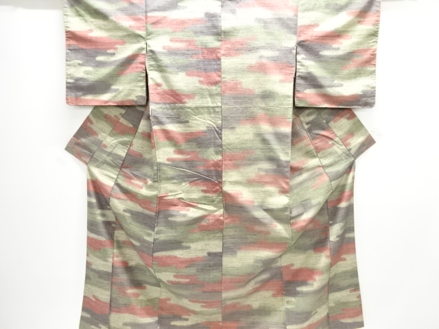 ヱ霞模様織り出し手織り紬着物